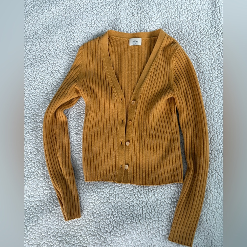 Wilfred Wool and Cotton Blend Mustard Cardigan size xs